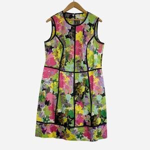 Calvin Klein Floral Cotton Shift Dress Black Piping Plus 16W
